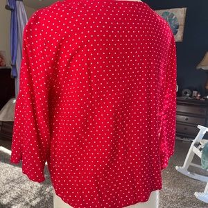 Super cute and fun red polka dot top